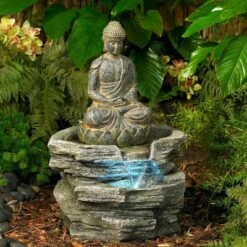 John Timberland Rustic Zen Buddha Outdoor Floor Water Fountain with Light LED 21" High Sitting for Yard Garden Patio Deck Home -Cheap Garden Decor Store unnamed file 5519