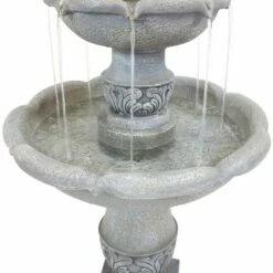 Sunnydaze Decor Sunnydaze 50"H Electric Fiberglass Reinforced Concrete 2-Tier French Garden Design Outdoor Water Fountain, Dusty Gray -Cheap Garden Decor Store unnamed file 5543