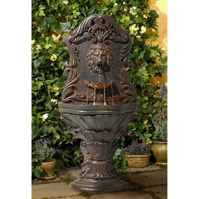 John Timberland Antiqued Outdoor Wall Water Fountain with LED Light 50" Floor Imperial Lion for Garden Yard 3 John Timberland Antiqued Outdoor Wall Water Fountain with LED Light 50" Floor Imperial Lion for Garden Yard