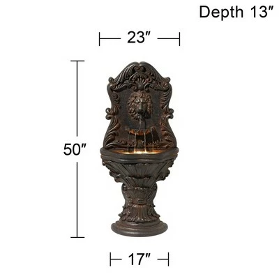 John Timberland Antiqued Outdoor Wall Water Fountain with LED Light 50" Floor Imperial Lion for Garden Yard 9 John Timberland Antiqued Outdoor Wall Water Fountain with LED Light 50" Floor Imperial Lion for Garden Yard - Image 7
