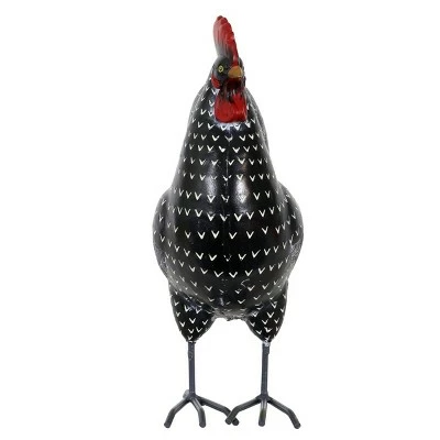 11.81" Resin Polka Dot Rooster Statue Black/White - Exhart 10 11.81" Resin Polka Dot Rooster Statue Black/White - Exhart - Image 8
