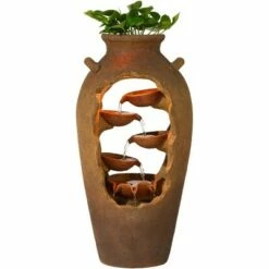 John Timberland Rustic Outdoor Floor Water Fountain with Light 33" High Cascading Planter Urn for Yard Garden Patio Deck -Cheap Garden Decor Store unnamed file 5587