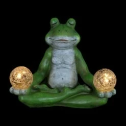 10" Resin Solar Yoga Frog Holding 2 Glass Jars Garden Statue Green - Exhart -Cheap Garden Decor Store unnamed file 56