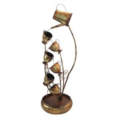 Garden Tea Party Cascading Metal Illuminated Sculptural Fountain - Acorn Hollow 4 Garden Tea Party Cascading Metal Illuminated Sculptural Fountain - Acorn Hollow - Image 2
