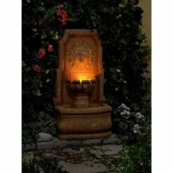 John Timberland Outdoor Wall Water Fountain with Light LED 37" High 2 Tiered Sun Face for Yard Garden Patio Deck Home -Cheap Garden Decor Store unnamed file 5614
