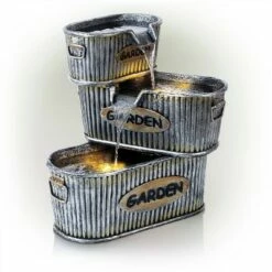 Alpine Corporation 20" Resin Washtub 3-Tier Garden Fountain with LED Lights Silver -Cheap Garden Decor Store unnamed file 5622