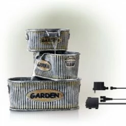 Alpine Corporation 20" Resin Washtub 3-Tier Garden Fountain with LED Lights Silver -Cheap Garden Decor Store unnamed file 5623