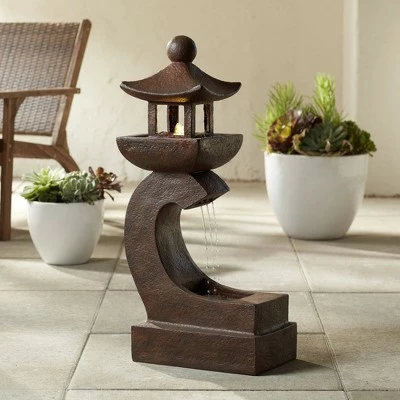 John Timberland Japanese Outdoor Floor Fountain with Light LED 31" High Rust Garden Pagoda Patio Yard Deck Home Lawn Porch House 3 John Timberland Japanese Outdoor Floor Fountain with Light LED 31" High Rust Garden Pagoda Patio Yard Deck Home Lawn Porch House