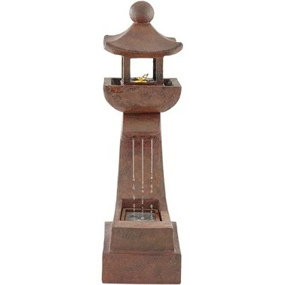 John Timberland Japanese Outdoor Floor Fountain with Light LED 31" High Rust Garden Pagoda Patio Yard Deck Home Lawn Porch House 8 John Timberland Japanese Outdoor Floor Fountain with Light LED 31" High Rust Garden Pagoda Patio Yard Deck Home Lawn Porch House - Image 6