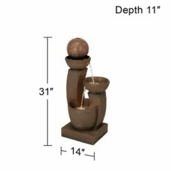 John Timberland Modern Zen Outdoor Floor Water Fountain with Light LED 31" High Cascading Curved Columns for Yard Garden Patio -Cheap Garden Decor Store unnamed file 5675