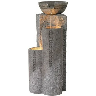 John Timberland Outdoor Floor Water Fountain 34 1/2" High Cascading Marble Finish Bowls LED for Garden Yard 5 John Timberland Outdoor Floor Water Fountain 34 1/2" High Cascading Marble Finish Bowls LED for Garden Yard - Image 3