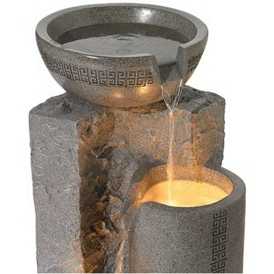 John Timberland Outdoor Floor Water Fountain 34 1/2" High Cascading Marble Finish Bowls LED for Garden Yard 6 John Timberland Outdoor Floor Water Fountain 34 1/2" High Cascading Marble Finish Bowls LED for Garden Yard - Image 4