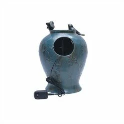 Blue Verdigris Bird Indoor Water Fountain with LED Light and Pump - Foreside Home & Garden