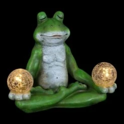 10" Resin Solar Yoga Frog Holding 2 Glass Jars Garden Statue Green - Exhart -Cheap Garden Decor Store unnamed file 57