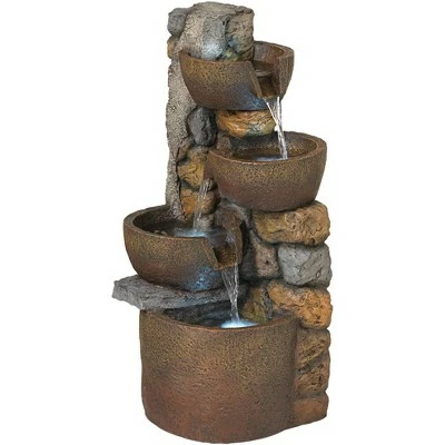 John Timberland Rustic Outdoor Floor Water Fountain with Light LED 29" High Cascading Urn for Yard Garden Patio Deck Home 5 John Timberland Rustic Outdoor Floor Water Fountain with Light LED 29" High Cascading Urn for Yard Garden Patio Deck Home - Image 3