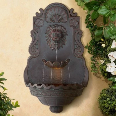 John Timberland Roman Outdoor Wall Water Fountain with Light 31 1/2" High Lion Head 2 Tiered for Yard Garden Patio Deck Home 3 John Timberland Roman Outdoor Wall Water Fountain with Light 31 1/2" High Lion Head 2 Tiered for Yard Garden Patio Deck Home
