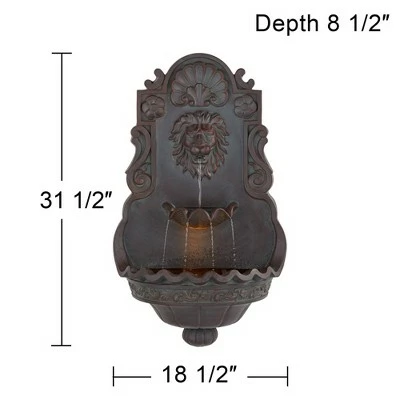 John Timberland Roman Outdoor Wall Water Fountain with Light 31 1/2" High Lion Head 2 Tiered for Yard Garden Patio Deck Home 7 John Timberland Roman Outdoor Wall Water Fountain with Light 31 1/2" High Lion Head 2 Tiered for Yard Garden Patio Deck Home - Image 5