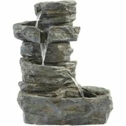 John Timberland Zen Outdoor Floor Water Fountain with Light LED 22" High 4 Tiered Cascading Rock for Yard Garden Patio Deck Home -Cheap Garden Decor Store unnamed file 5770