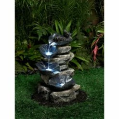 John Timberland Rustic Outdoor Floor Water Fountain with Light LED 21" High Cascading Lily Pads for Yard Garden Patio Deck Home -Cheap Garden Decor Store unnamed file 5817