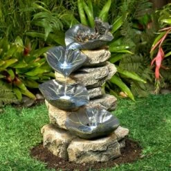 John Timberland Rustic Outdoor Floor Water Fountain with Light LED 21" High Cascading Lily Pads for Yard Garden Patio Deck Home -Cheap Garden Decor Store unnamed file 5818