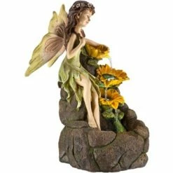 John Timberland Outdoor Floor Water Fountain with Light LED 26" High Cascading Garden Fairy and Sunflowers for Yard Garden Patio -Cheap Garden Decor Store unnamed file 5841