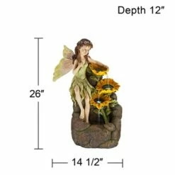 John Timberland Outdoor Floor Water Fountain with Light LED 26" High Cascading Garden Fairy and Sunflowers for Yard Garden Patio -Cheap Garden Decor Store unnamed file 5844