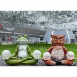 10" Resin Solar Yoga Frog Holding 2 Glass Jars Garden Statue Green - Exhart -Cheap Garden Decor Store unnamed file 59