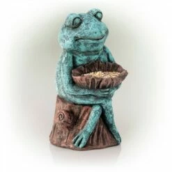Alpine Corporation 16" Frog Holding a Flower Magnesium Oxide Bird Feeder/Birdbath Statue Green -Cheap Garden Decor Store unnamed file 591