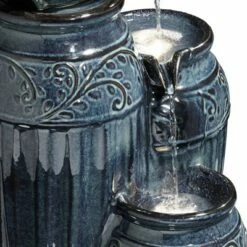 John Timberland Outdoor Floor Water Fountain with Light LED 27" High Four Urn Cascading for Yard Garden Patio Deck Home -Cheap Garden Decor Store unnamed file 5914