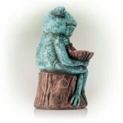 Alpine Corporation 16" Frog Holding a Flower Magnesium Oxide Bird Feeder/Birdbath Statue Green -Cheap Garden Decor Store unnamed file 592