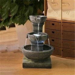 Watnature 16.4" Relaxing Garden Fountain with LED Lights Gray -Cheap Garden Decor Store unnamed file 5925