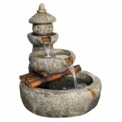 Design Toscano Tranquil Springs Pagoda Garden Fountain - Gray