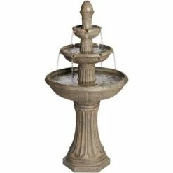 John Timberland Rustic Outdoor Floor Water Fountain 46" High with Light LED 3-Tiered Resin for Garden Patio Yard Deck Home -Cheap Garden Decor Store unnamed file 6006