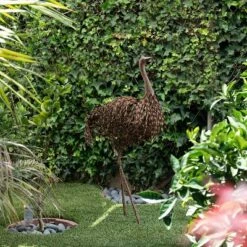 39" x 24" Outdoor Metal Standing Ostrich Statue Brown - Alpine Corporation
