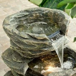 39" Indoor/Outdoor 5-Tier Rock Fountain with Replaceable LED Lights Gray - Alpine Corporation -Cheap Garden Decor Store unnamed file 6053