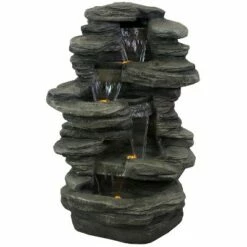 Sunnydaze Decor Sunnydaze 38"H Electric Polyresin and Fiberglass Stacked Shale Waterfall Outdoor Water Fountain with LED Lights -Cheap Garden Decor Store unnamed file 6064