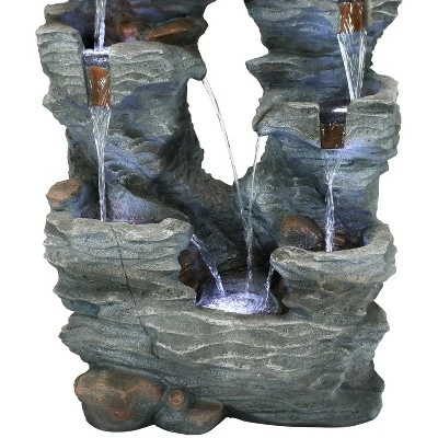 Sunnydaze Decor Sunnydaze 39"H Electric Polyresin and Fiberglass Dual Cascading Falls Outdoor Water Fountain with LED Lights 6 Sunnydaze Decor Sunnydaze 39"H Electric Polyresin and Fiberglass Dual Cascading Falls Outdoor Water Fountain with LED Lights - Image 4