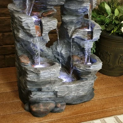 Sunnydaze Decor Sunnydaze 39"H Electric Polyresin and Fiberglass Dual Cascading Falls Outdoor Water Fountain with LED Lights 7 Sunnydaze Decor Sunnydaze 39"H Electric Polyresin and Fiberglass Dual Cascading Falls Outdoor Water Fountain with LED Lights - Image 5