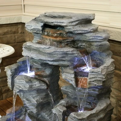 Sunnydaze Decor Sunnydaze 39"H Electric Polyresin and Fiberglass Dual Cascading Falls Outdoor Water Fountain with LED Lights 9 Sunnydaze Decor Sunnydaze 39"H Electric Polyresin and Fiberglass Dual Cascading Falls Outdoor Water Fountain with LED Lights - Image 7