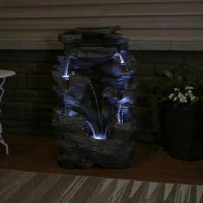 Sunnydaze Decor Sunnydaze 39"H Electric Polyresin and Fiberglass Dual Cascading Falls Outdoor Water Fountain with LED Lights 12 Sunnydaze Decor Sunnydaze 39"H Electric Polyresin and Fiberglass Dual Cascading Falls Outdoor Water Fountain with LED Lights - Image 10
