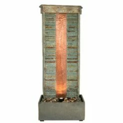 Sunnydaze Decor Sunnydaze 48"H Electric Natural Slate with Copper Accents Rippled Column Outdoor Water Fountain with LED Spotlight -Cheap Garden Decor Store unnamed file 6104
