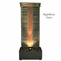 Sunnydaze Decor Sunnydaze 48"H Electric Natural Slate with Copper Accents Rippled Column Outdoor Water Fountain with LED Spotlight -Cheap Garden Decor Store unnamed file 6105