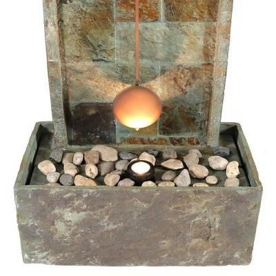 Sunnydaze Decor Sunnydaze 49"H Electric Natural Slate Indoor/Outdoor Water Fountain with Clock and LED Light 6 Sunnydaze Decor Sunnydaze 49"H Electric Natural Slate Indoor/Outdoor Water Fountain with Clock and LED Light - Image 4