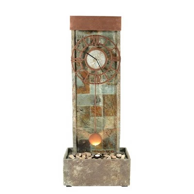 Sunnydaze Decor Sunnydaze 49"H Electric Natural Slate Indoor/Outdoor Water Fountain with Clock and LED Light 7 Sunnydaze Decor Sunnydaze 49"H Electric Natural Slate Indoor/Outdoor Water Fountain with Clock and LED Light - Image 5