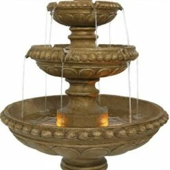 Sunnydaze Decor Sunnydaze 65"H Electric Resin and Concrete 4-Tier Eggshell Edge Outdoor Water Fountain with LED Lights -Cheap Garden Decor Store unnamed file 6121