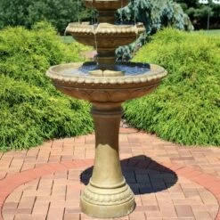 Sunnydaze Decor Sunnydaze 65"H Electric Resin and Concrete 4-Tier Eggshell Edge Outdoor Water Fountain with LED Lights -Cheap Garden Decor Store unnamed file 6123