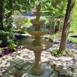 Sunnydaze Decor Sunnydaze 65"H Electric Resin and Concrete 4-Tier Eggshell Edge Outdoor Water Fountain with LED Lights -Cheap Garden Decor Store unnamed file 6124