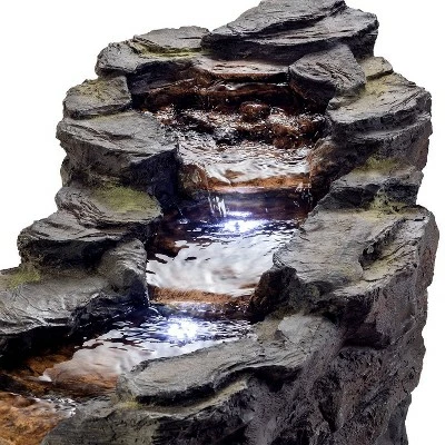 Tiered Rocky River Stream Fountain With White LED Lights - Alpine Corporation 5 Tiered Rocky River Stream Fountain With White LED Lights - Alpine Corporation - Image 3