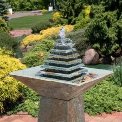 Sunnydaze Decor Sunnydaze 40"H Electric Natural Slate Layered Pyramid Tiered Outdoor Water Fountain with LED Light 16 Sunnydaze Decor Sunnydaze 40"H Electric Natural Slate Layered Pyramid Tiered Outdoor Water Fountain with LED Light -Cheap Garden Decor Store unnamed file 6148