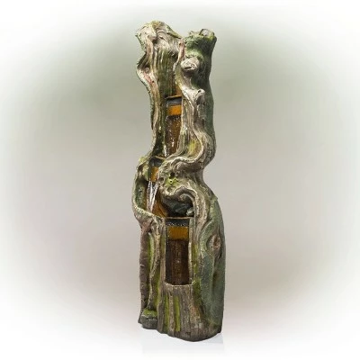 Alpine Corporation 79" Rock Waterfall Fountain With LED Lights - Brown 4 Alpine Corporation 79" Rock Waterfall Fountain With LED Lights - Brown - Image 2